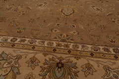 8x10 Tan, Brown, Beige Color Hand Knotted All-Over 100% Wool Traditional Oriental Rug
