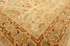 9x12 Warm Beige, Gold, Turquoise Color Hand Knotted Agra Wool Traditional Oriental Rug