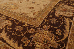 9x12 Tan, Brown, Beige Color Hand Knotted All-Over 100% Wool Traditional Oriental Rug