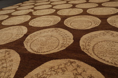 9x12 Olive, Beige, Brown Color Hand Knotted All-Over 100% Wool Transitional Oriental Rug