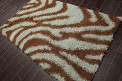 5x7 Brown, Aqua, Color Machine Made All-Over 100% Nylon Modern Oriental Rug