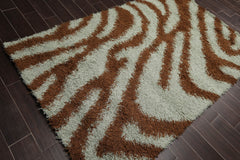 5x7 Brown, Aqua, Color Machine Made All-Over 100% Nylon Modern Oriental Rug