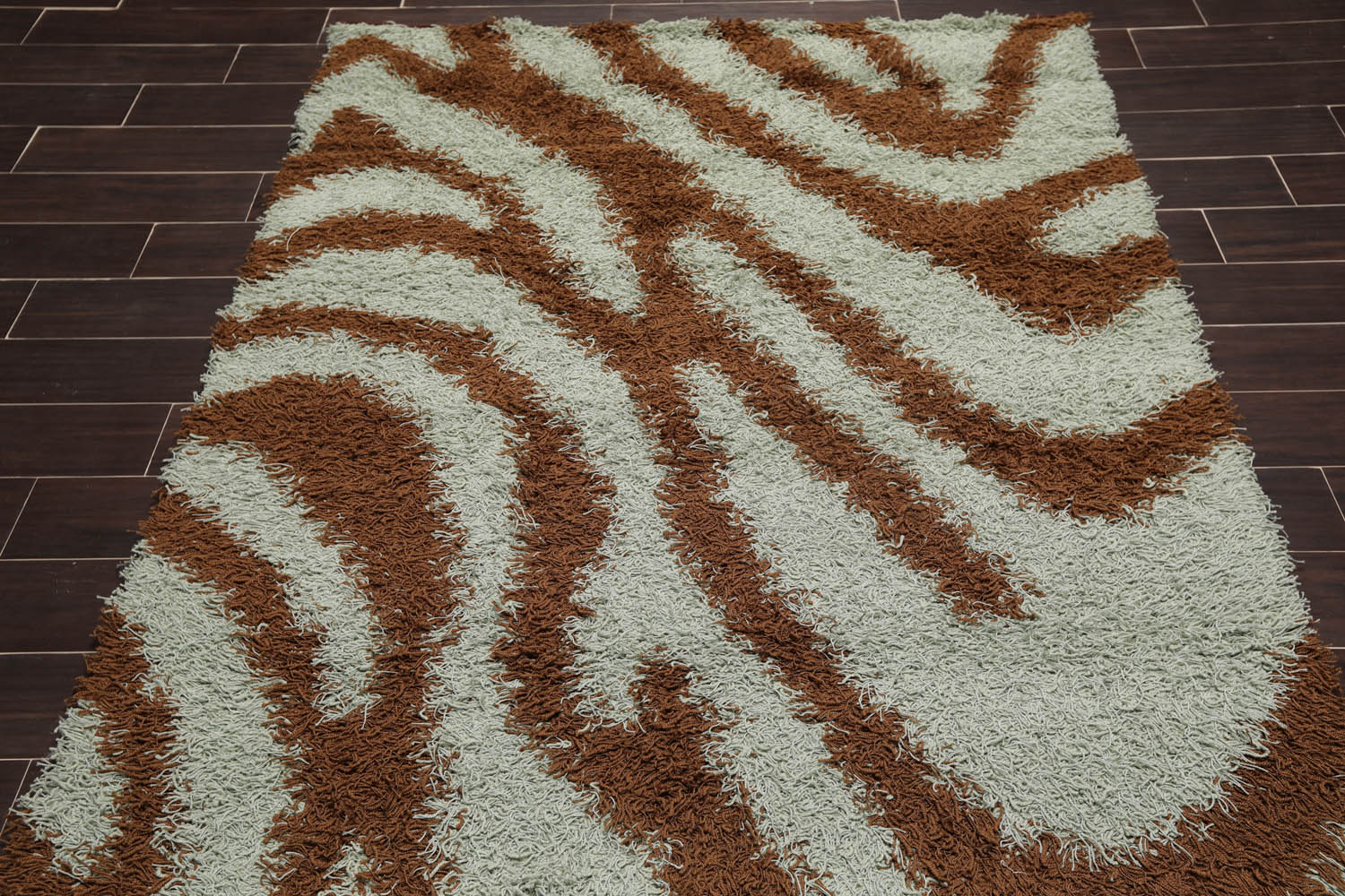 5x7 Brown, Aqua, Color Machine Made All-Over 100% Nylon Modern Oriental Rug