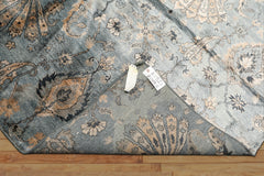 8x10 Aqua, Taupe, Beige Color Hand Knotted Tibetan Bamboo Silk Transitional Oriental Rug