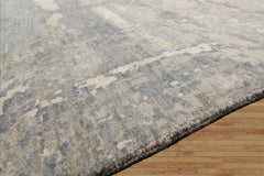 9' x 11'11" Ivory Hand Knotted Tibetan Wool and Silk Modern Oriental Area Rug