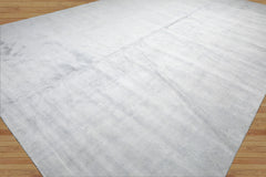 13'7'' x 18'5" Gray Hand Knotted 100% Silk Modern Tibetan Oriental Area Rug