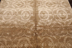 6x9 Tan, Taupe, Color Hand Knotted All-Over 100% Wool Transitional Oriental Rug
