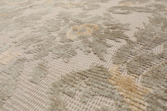 10'2'' x 13'8" Beige Hand Knotted Wool and Silk Transitional Botanical Oriental Area Rug