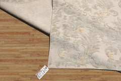 10'2'' x 13'8" Beige Hand Knotted Wool and Silk Transitional Botanical Oriental Area Rug