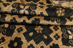 8x10 Tan, Charcoal, Color Hand Knotted Tibetan Wool Transitional Oriental Rug