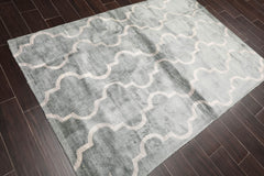 4x6 Blue, White, Color Hand Tufted All-Over 100% Viscose Contemporary Oriental Rug