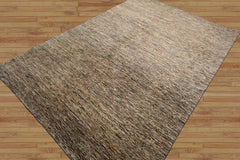 6'6'' x 9'6" Beige Hand Knotted Wool Contemporary Modern Oriental Area Rug