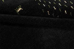 8x11 Black, Ivory, Green Color Hand Knotted Gabbeh Wool Modern & Contemporary Oriental Rug