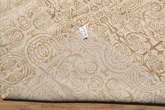 LoomBloom 10'x13'9" Beige Hand Knotted Wool and Silk Tibetan Transitional Area Rug