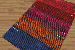 Tufenkian 3'3''x5' Orange Hand Knotted Wool Tibetan Modern Accent Rug