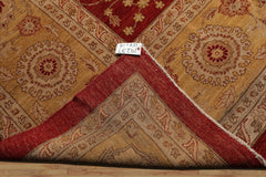 LoomBloom 12'5''x18' Rusty Red Hand Knotted Wool Traditional Peshawar Rug - 200 KPSI