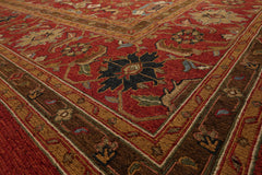 12'3''x14'9" Rusty Red Hand Knotted Wool Traditional Nourison Nourmak Sumak Area Rug