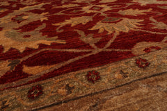 LoomBloom 12'x15'9" Red Hand Knotted Wool Peshawar Mahal Traditional Rug - 200 KPSI