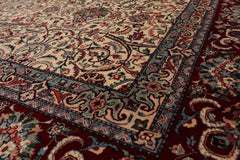 8x10 Ivory, Burgundy, Blue Color Hand Knotted All-Over 100% Wool Traditional Oriental Rug