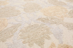 LoomBloom 10'1''x13'7" Ivory Hand Knotted Wool and Silk Transitional Damask Rug