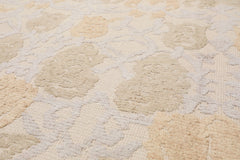 LoomBloom 10'1''x13'7" Ivory Hand Knotted Wool and Silk Transitional Damask Rug