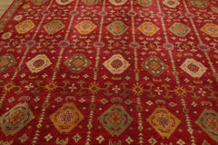 LoomBloom 9'7''x13'3" Rusty Red Hand Knotted Wool Traditional Agra Rug