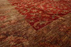 LoomBloom 10'5''x13'7" Rust Hand Knotted Wool Traditional Peshawar Rug