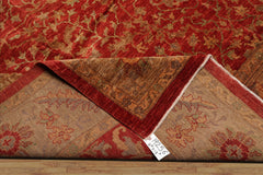 LoomBloom 10'5''x13'7" Rust Hand Knotted Wool Traditional Peshawar Rug