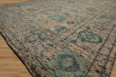 LoomBloom 8' x 10' Beige Hand Knotted Wool Transitional Arts & Crafts Oriental Rug