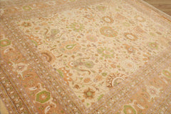 9x12 Beige, Peach, Ivory Color Hand Knotted All-Over 100% Wool Traditional Oriental Rug
