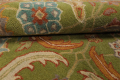 LoomBloom 8' x 10' Green Hand Tufted Wool Traditional Arts & Crafts Oriental Rug