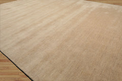 LoomBloom Multi Size Beige Wool Hand Loomed Solid Contemporary Oriental Rug