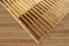 6x9 Beige, Gold, Brown Color Hand Knotted Tibetan Wool Modern & Contemporary Oriental Rug