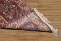 Classic French Aubusson 2'1''x10' Runner in Aubergine, Hand-Knotted Wool