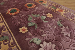 Classic French Aubusson 2'1''x10' Runner in Aubergine, Hand-Knotted Wool
