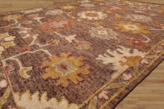 LoomBloom 8'x10' Brown Wool Hand Knotted Transitional Oushak Oriental Rug