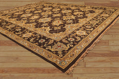 8x10 Chocolate, Gold, Turquoise Color Hand Knotted Soumak Wool Traditional Oriental Rug