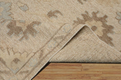 LoomBloom 8'x10' Ivory Hand Knotted Wool Rug with a Transitional Oushak Pattern