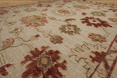 LoomBloom 8'x10' Beige Hand Knotted Wool Rug in a Classic Transitional Oushak Style