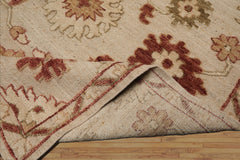 LoomBloom 8'x10' Beige Hand Knotted Wool Rug in a Classic Transitional Oushak Style
