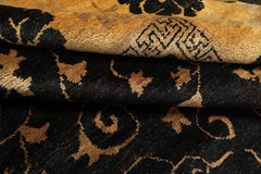8x10 Charcoal, Gold, Tan Color Hand Knotted Oushak Wool Traditional Oriental Rug