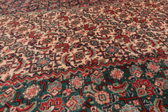 10x14 Navy, Rose, Ivory Color Hand Knotted All-Over 100% Wool Traditional Oriental Rug