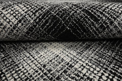 LoomBloom Multi Size Black Hand Hooked Wool Rug with a Modern & Contemporary Plaid Print