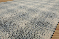 LoomBloom Multi Size Ivory Hand Hooked Wool Rug with a Minimalist Modern Plaid Pattern