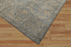 8x10 Aqua, Tan, Color Hand Loomed Tibetan Wool Transitional Oriental Rug