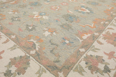 LoomBloom Multi Size Moss Hand Hooked Wool Rug in a Traditional Agra Patterned Design