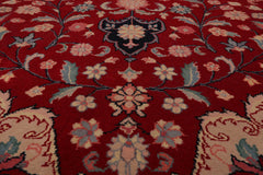 9x12 Red, Midnight Blue, Rose Color Hand Knotted All-Over 100% Wool Traditional Oriental Rug