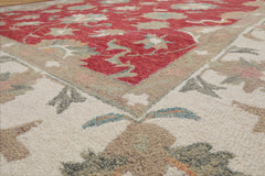 LoomBloom Multi Size Coral Hand Hooked Wool Rug in a Classic Transitional Agra Theme