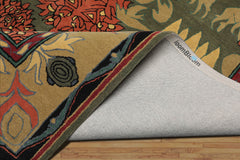 LoomBloom Multi Size Green Hand Tufted Wool Rug in an Arts & Crafts William Morris Style