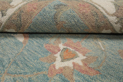 LoomBloom Multi Size Aqua Hand Hooked Wool Rug with a Timeless Transitional Agra Weave
